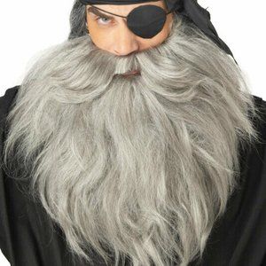 Pirate Beard and Moustache Accessory Grey